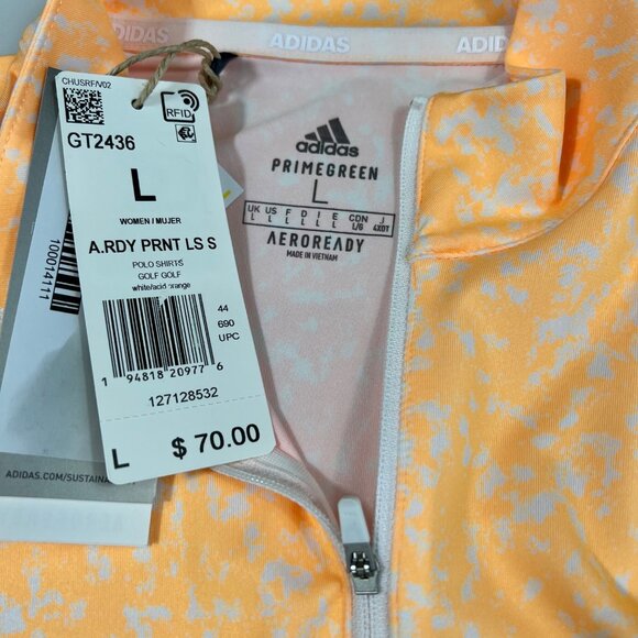 Adidas Printed Aeroready 1/4 Zip Golf Pullover Acid Orange Women’s Large - Picture 10 of 15